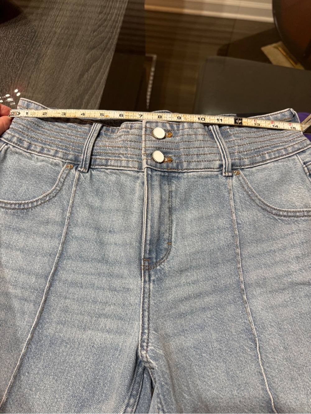 White House Black Market Light Blue Flare Jeans - Picture 6 of 16